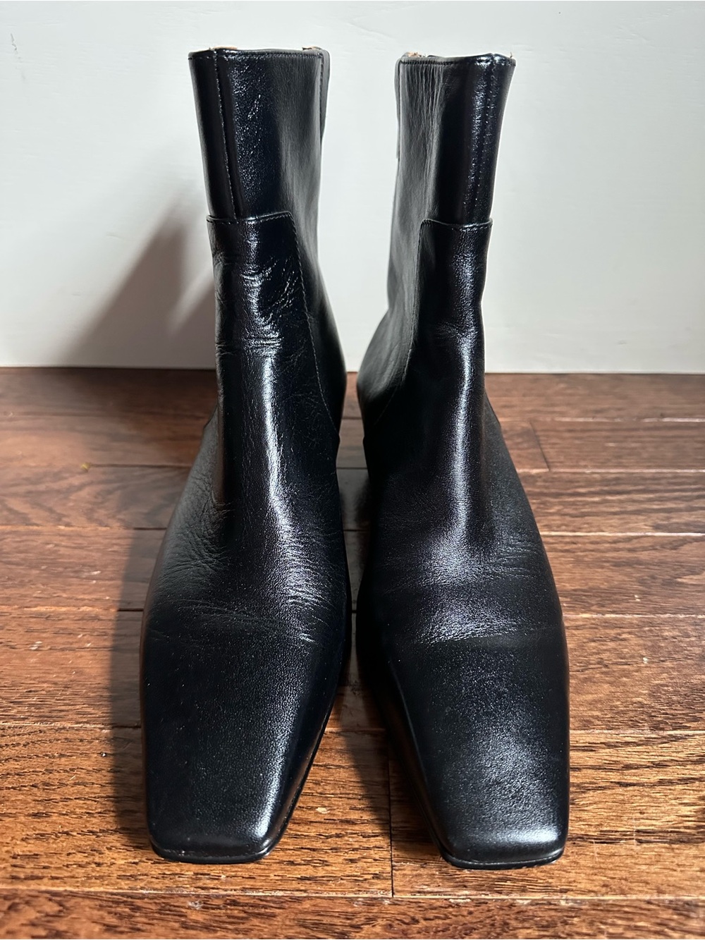 NWOB Madewell Lexie Ankle Boot Black Leather Block Heel Square Toe Size 8 - Picture 7 of 14
